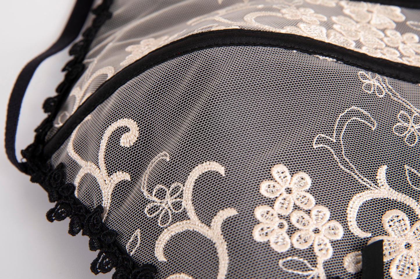 DAHLIA floral embroidered black corset top