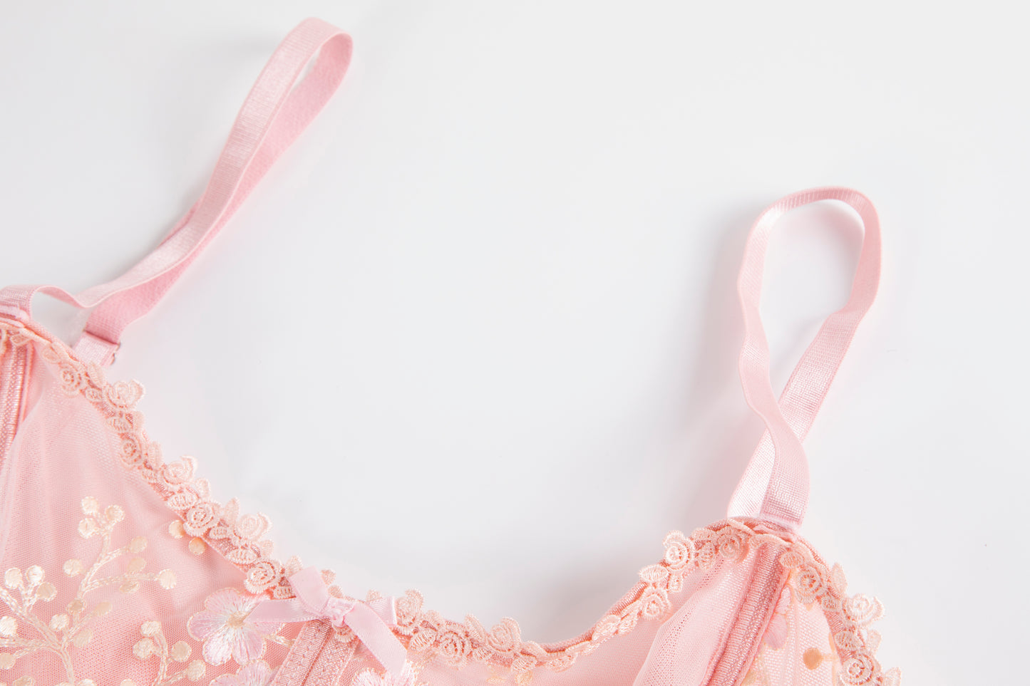 ROSALIE floral embroidered pink corset top