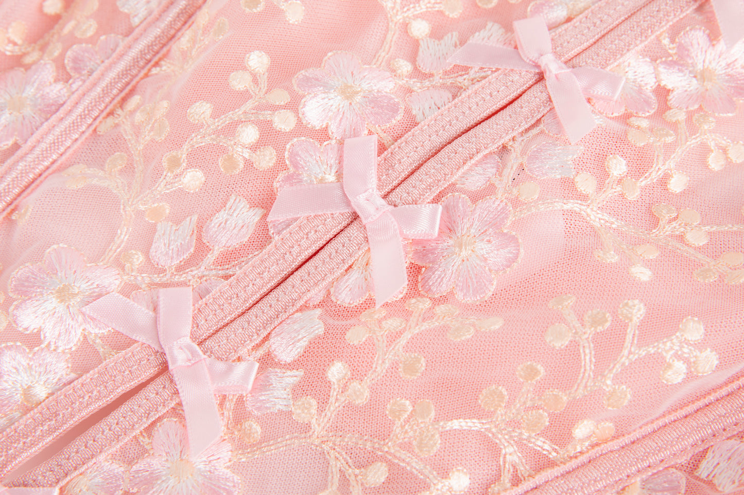 ROSALIE floral embroidered pink corset top