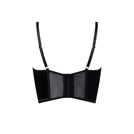 DAHLIA floral embroidered black corset top